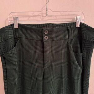 Torrid Studio Straight Leg Plaid Trousers in Dark Green